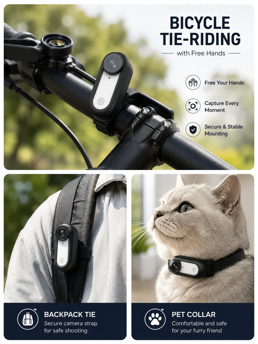 Wireless Pet Collar Camera with Silicone Clip | 1080P