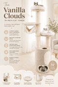 Bild in Galerie-Betrachter laden, The Vanilla Clouds 74-Inch Cat Tower by For Animals, With Love; beige cat tree with perches, hammock, and two cats.
