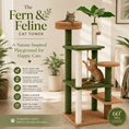 Charger l'image dans la visionneuse de la galerie, The Fern & Feline Cat Tower, a 60-inch green and beige cat tree with sisal posts by For Animals, With Love.
