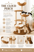 Charger l'image dans la visionneuse de la galerie, The Cloud Perch Modern Cat Tree by For Animals, With Love in natural wood and beige sisal with woven baskets
