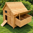 Carica l'immagine nel visualizzatore della galleria, Solid fir wood outdoor chicken coop with run and ramp, natural finish
