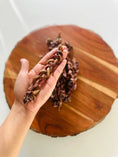 Load image into Gallery viewer, Lamb Pizzle - Limited Edition braided dried meat rope held in hand with a wooden board background

