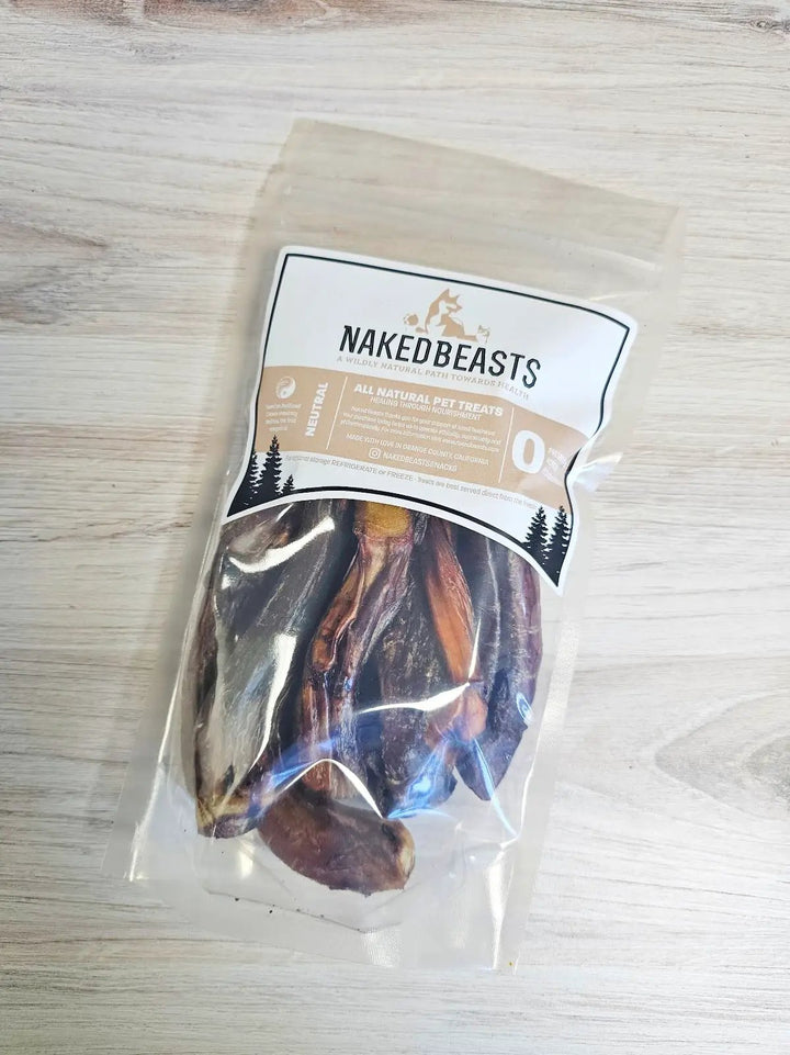 Naked Beasts beef pizzle sticks and loops, short pieces, limited edition dog treats.