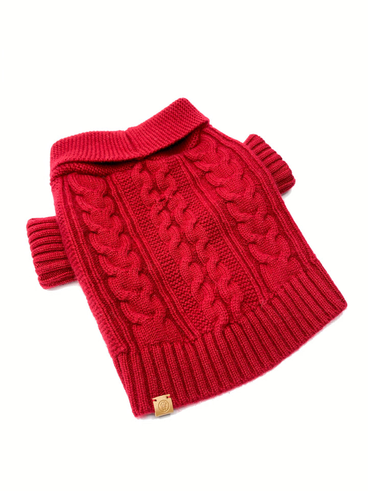 Bespoke Paws Brooklyn Cashmere Dog Cardigan, Garnet