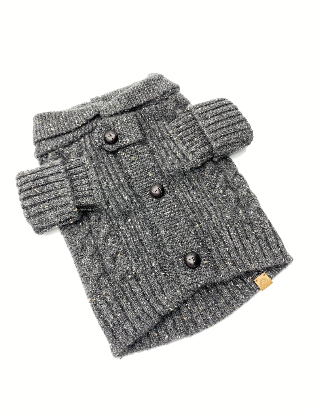 Bespoke Paws Brooklyn Cashmere Dog Cardigan, Charcoal