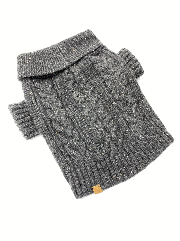 Bespoke Paws Brooklyn Cashmere Dog Cardigan, Charcoal