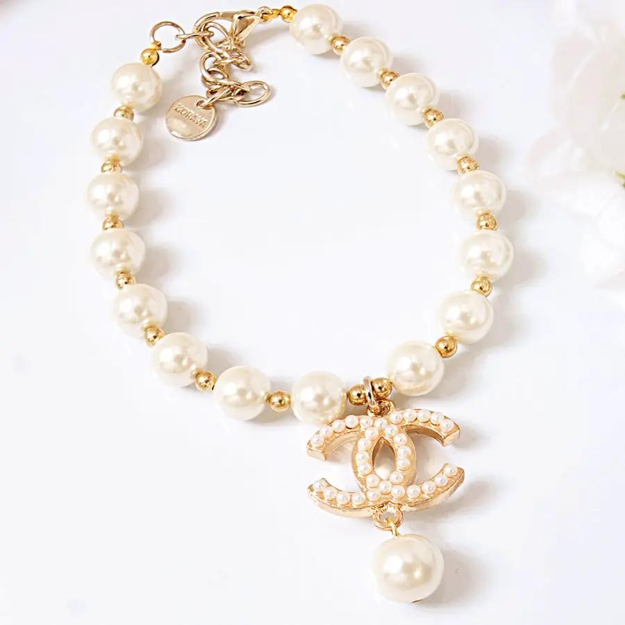 Princess Pearl Elegant Dog Cat Necklace Sparkling Crown Pearl Charm by Jane's Pet Boutique