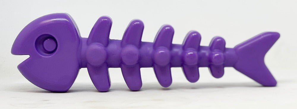 SodaPup Fish Bone nylon dog chew toy in purple and brown, view 9