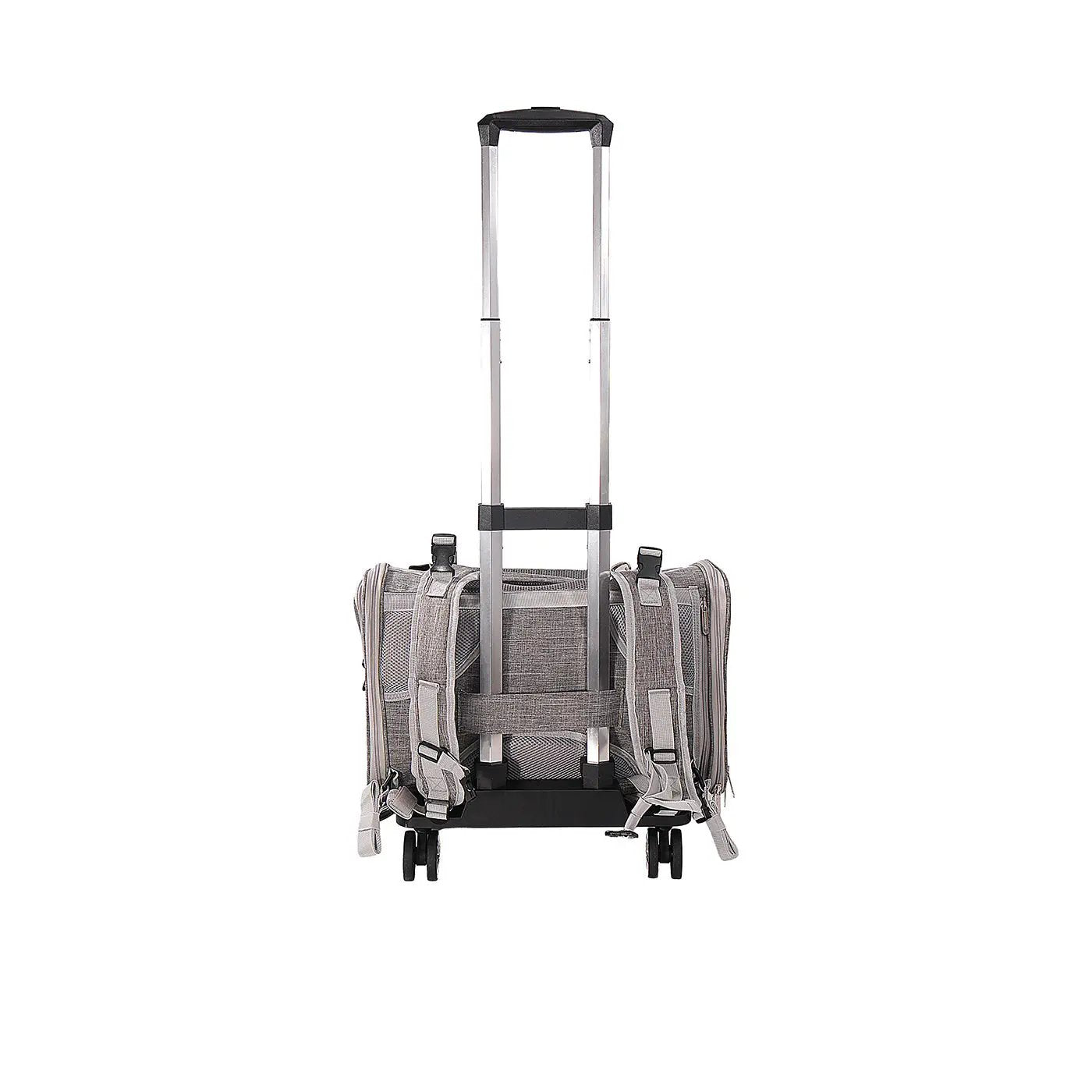 Mr. Peanut's Monterey Series airline-compliant horizontal backpack pet carrier with telescoping handle on rolling frame