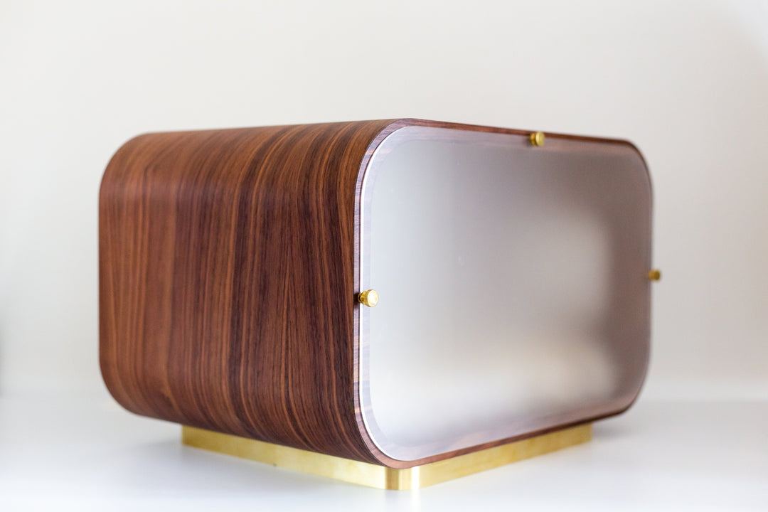 LUNA Modern Cat Bed &amp; Side Table, Walnut