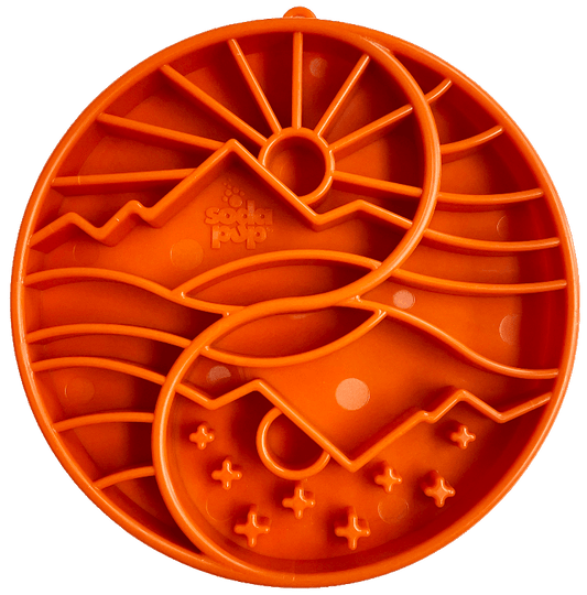 SodaPup Sun And Moon ETray Shallow Slow Feeder Dog Bowl 8 Inch Diameter USA Made by SodaPup/True Dogs, LLC