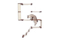 Carica l'immagine nel visualizzatore della galleria, The Deluxe Cat Fort Modern Cat Condo by Catastrophic Creations; beige platforms with brown trim and sisal wrapped post.
