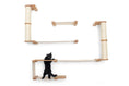 Bild in Galerie-Betrachter laden, The Roman wall-mounted cat condo by Catastrophic Creations with sisal posts and light wood platforms, cat present.
