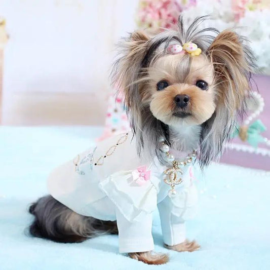 Princess Pearl Elegant Dog Cat Necklace Sparkling Crown Pearl Charm by Jane's Pet Boutique