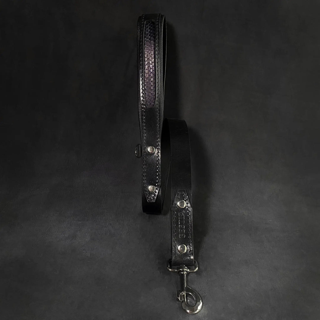 Bestia Indigo Hand-Painted Python Leather Dog Leash