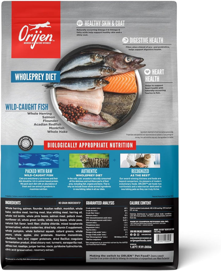 ORIJEN Six Fish cat food bag reverse