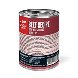 ORIJEN Beef Recipe stew can reverse with ingredients and nutrition panel