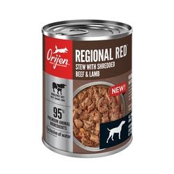 ORIJEN Regional Red stew can with shredded beef and lamb