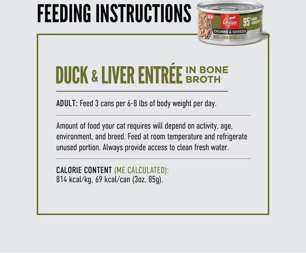 ORIJEN Duck and Liver supplied adult feeding graphic
