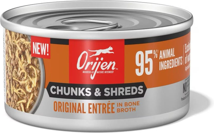 ORIJEN Original Chunks and Shreds cat food can front