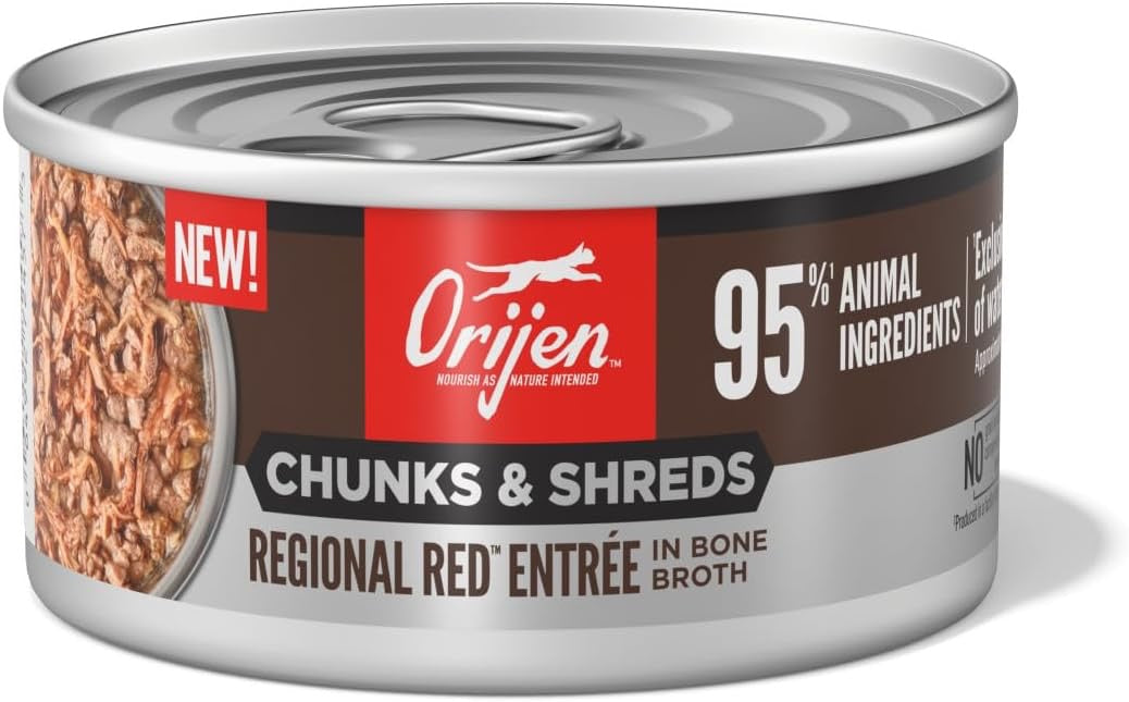 ORIJEN Regional Red Chunks and Shreds cat food can