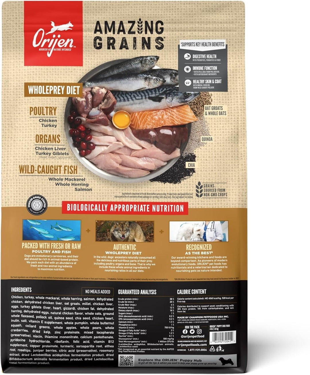 ORIJEN Amazing Grains Puppy bag reverse