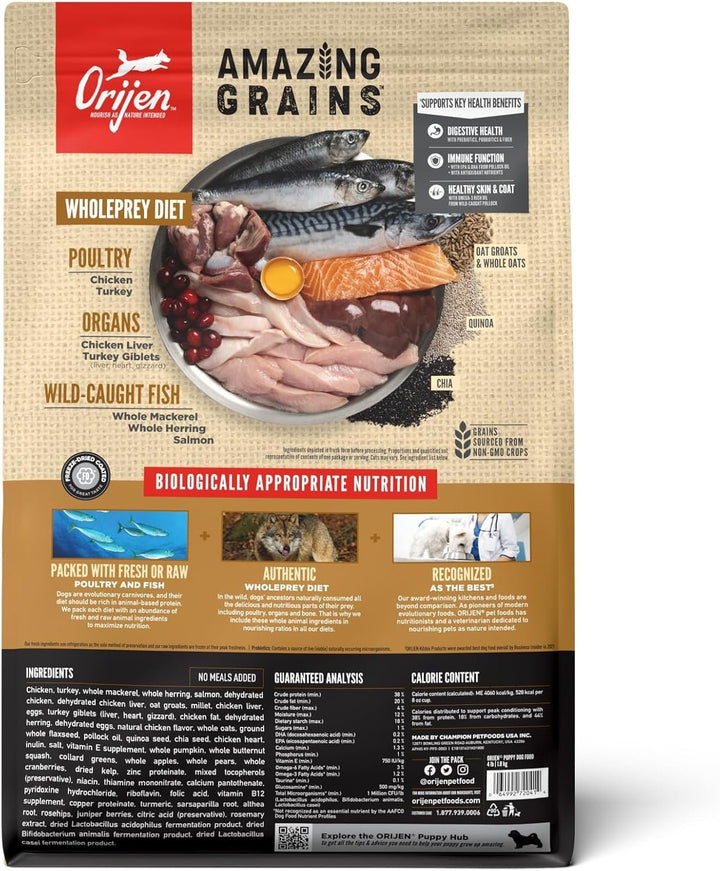 ORIJEN Amazing Grains Puppy bag reverse