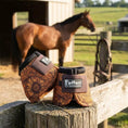 Bild in Galerie-Betrachter laden, Jeffers Expressions No-Turn Bell Boots for Horses, pair, brown floral nylon
