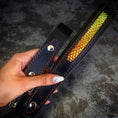 Load image into Gallery viewer, Bestia D'Albertis black and iridescent leather dog collar, view 5
