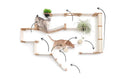Gallery viewerに画像を読み込む, The Juggernaut Cat Condo wall-mounted indoor cat playground in natural wood with rope bridges, featuring 2 cats.

