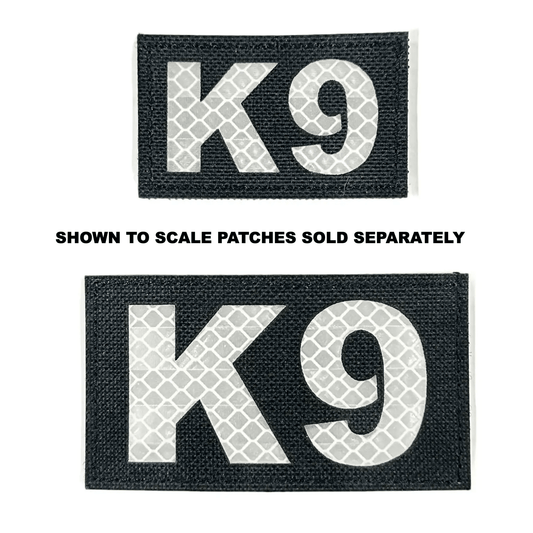 Mini K9 Laser Cut Reflective Morale Patch Black 1.5 By 2.5 Inch by kiloninerpets