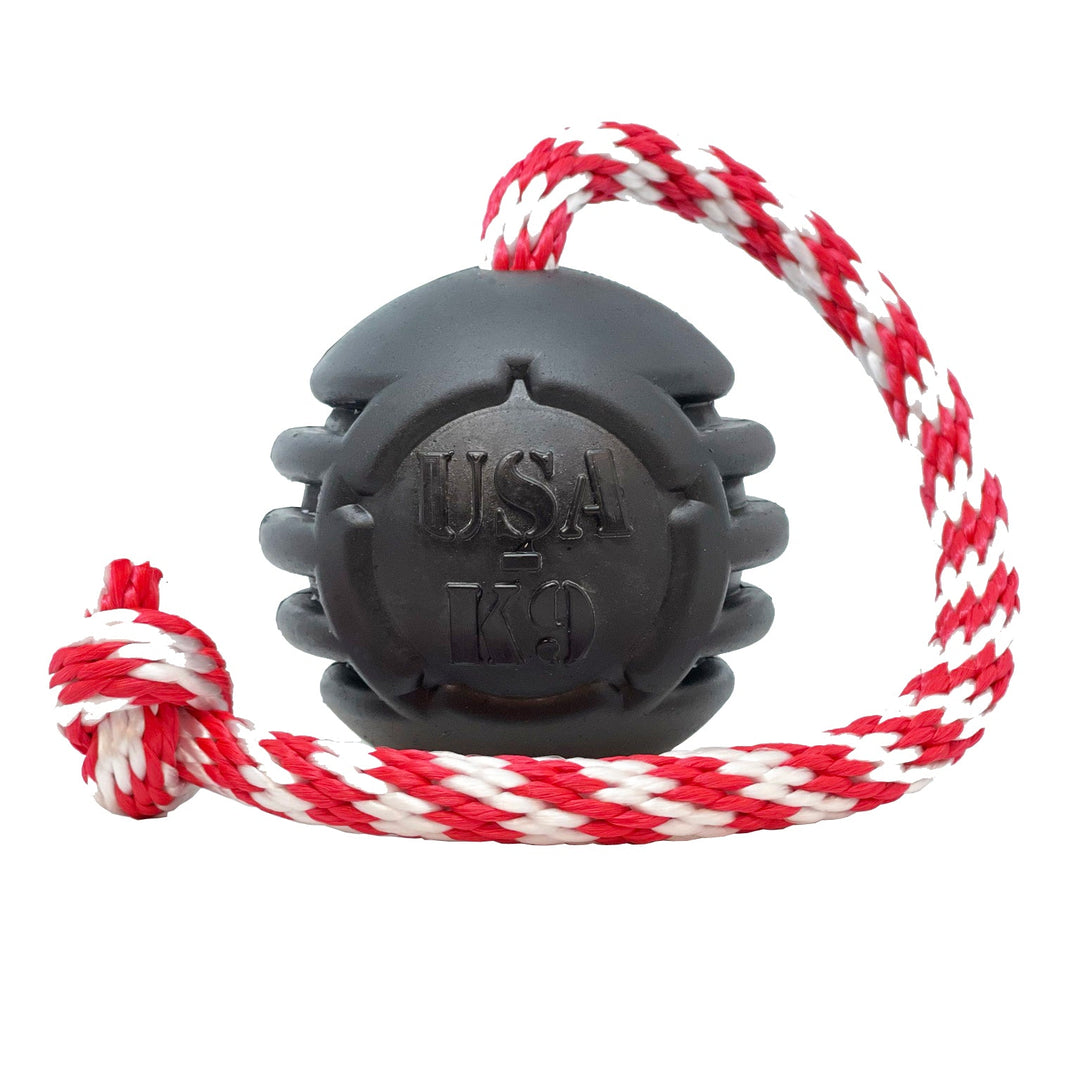 SodaPup USA-K9 Magnum Stars and Stripes rubber dog toy in black
