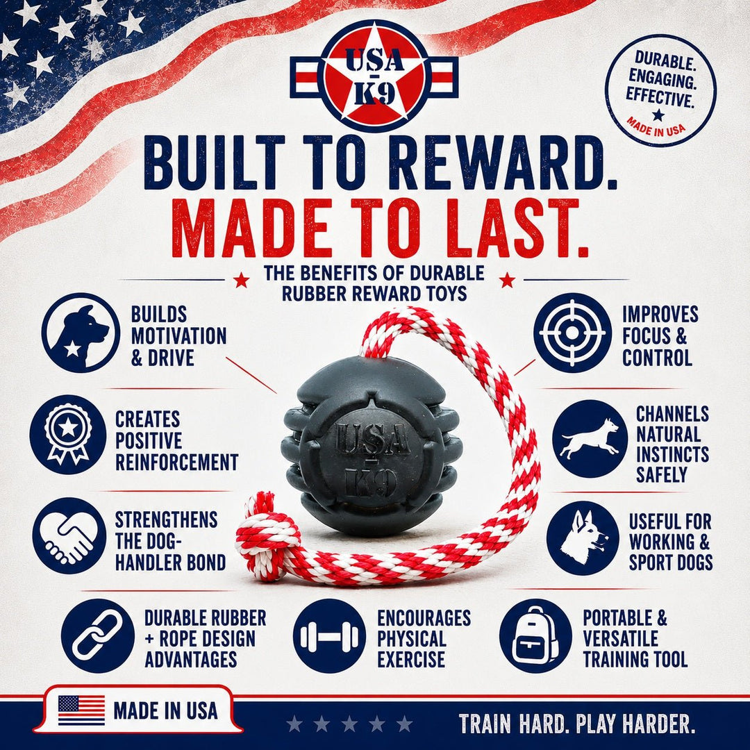 SodaPup USA-K9 Magnum Stars and Stripes rubber dog toy in black, view 3