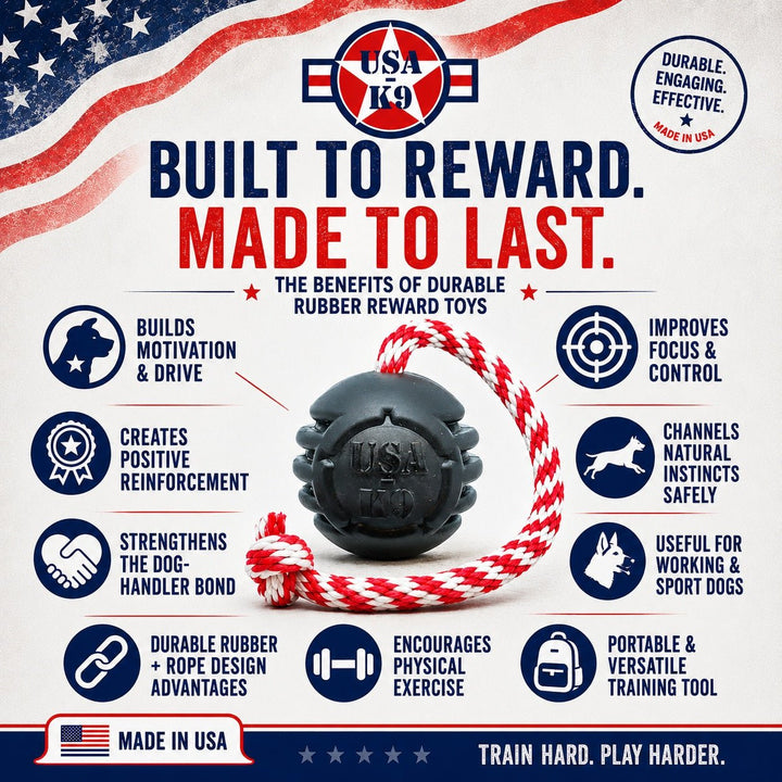 SodaPup USA-K9 Magnum Stars and Stripes rubber dog toy in black, view 3