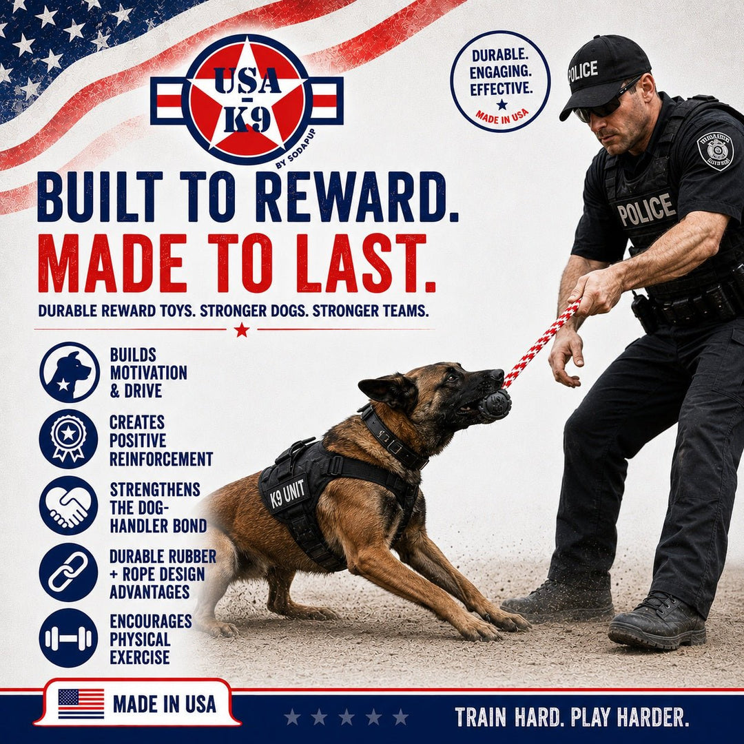 SodaPup USA-K9 Magnum Stars and Stripes rubber dog toy in black, view 4