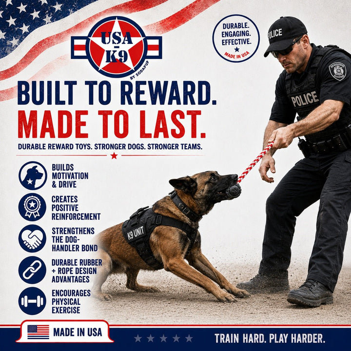 SodaPup USA-K9 Magnum Stars and Stripes rubber dog toy in black, view 4