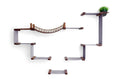 Charger l'image dans la visionneuse de la galerie, The Temple giant cat tree on wall cat condo by Catastrophic Creations; grey platforms, brown connectors, rope bridge.
