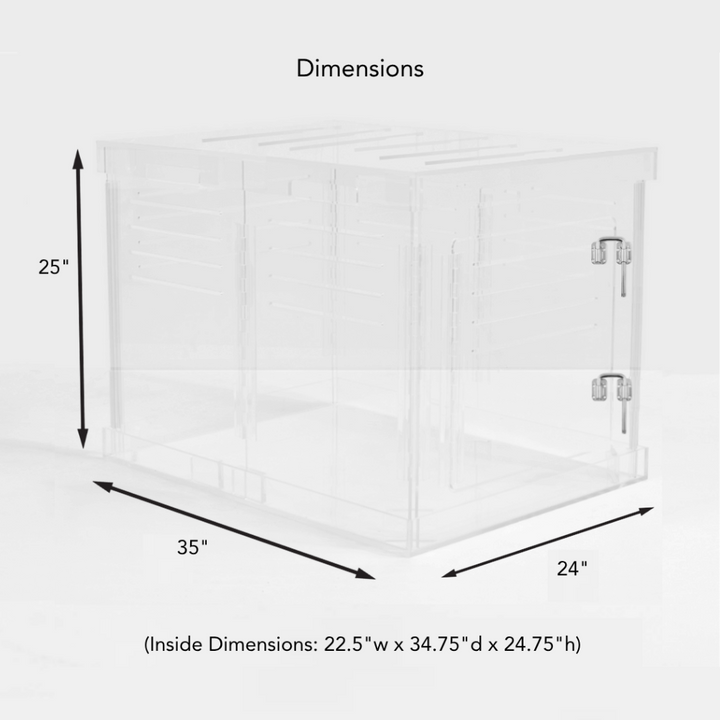 Hiddin Clear Acrylic Dog Crate – Large, Silver Latch