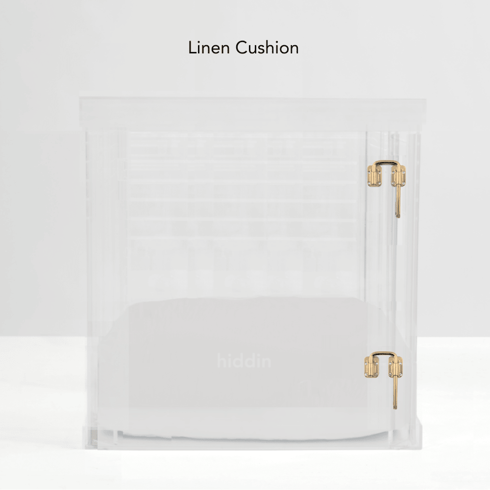 Hiddin Clear Acrylic Dog Crate – Medium, Gold Latch