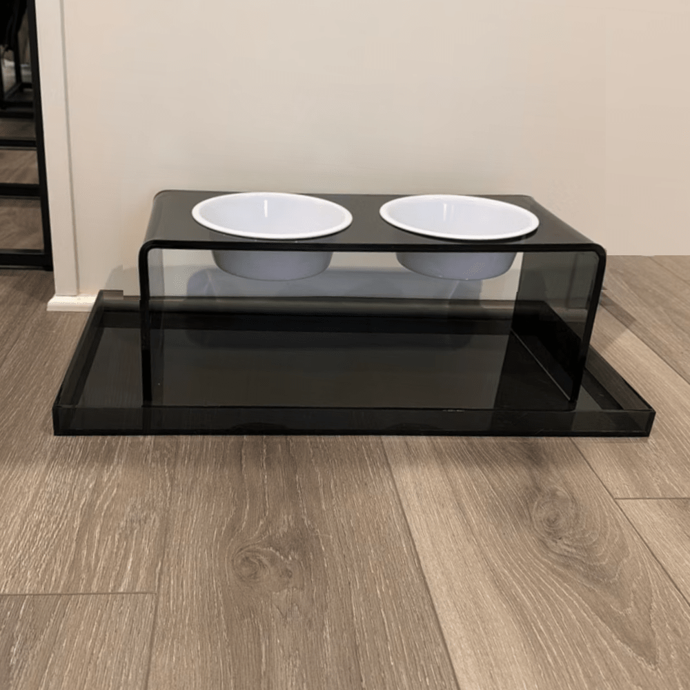 Hiddin Smoke Grey Acrylic Double Feeder – 7 in High