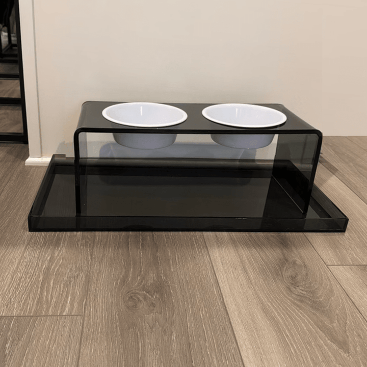 Hiddin Smoke Grey Acrylic Double Feeder – 7 in High