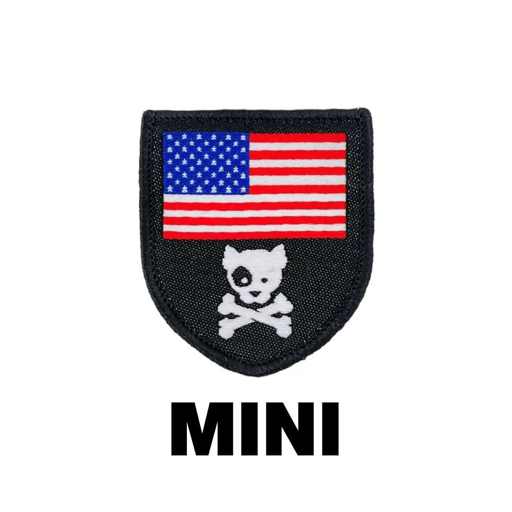 Mini American Dog Crossbones Shield Morale Patch Woven Hook Fastener Backing Fits Tactical Vest Harness and Collection by kiloninerpets