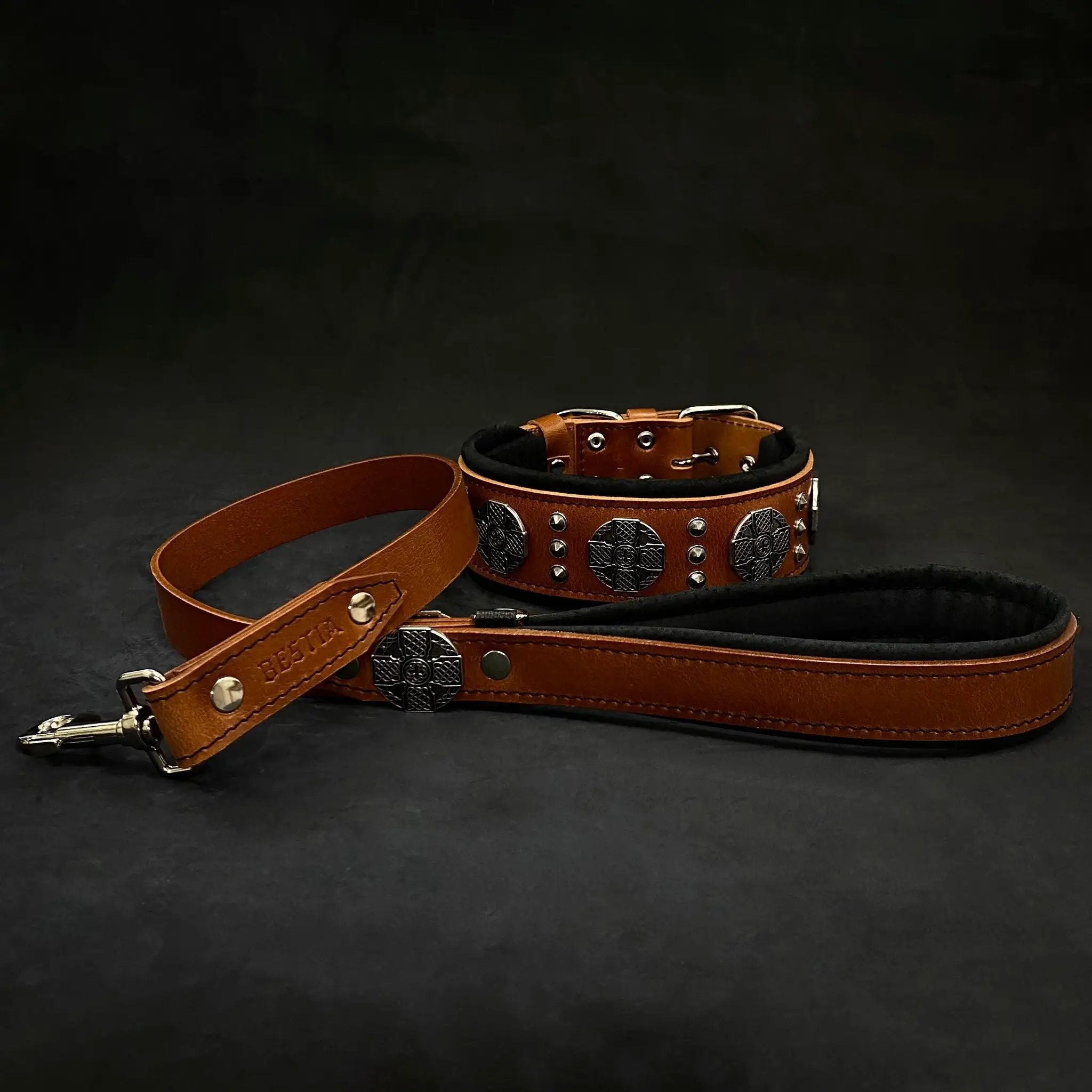 The "Maximus" collar 2.5 inch wide black & silver - Pet Collars & Harnesses from Bestia Dog Gear