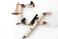 Load image into Gallery viewer, The Crossroads Cat Wall Scratcher Tree with Ramp by Catastrophic Creations, beige sisal-wrapped condo with four cats.
