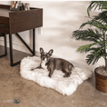 Load image into Gallery viewer, PupRug by Paw.com® Faux Fur Orthopedic Dog Bed - Curve White with Brown Accents
