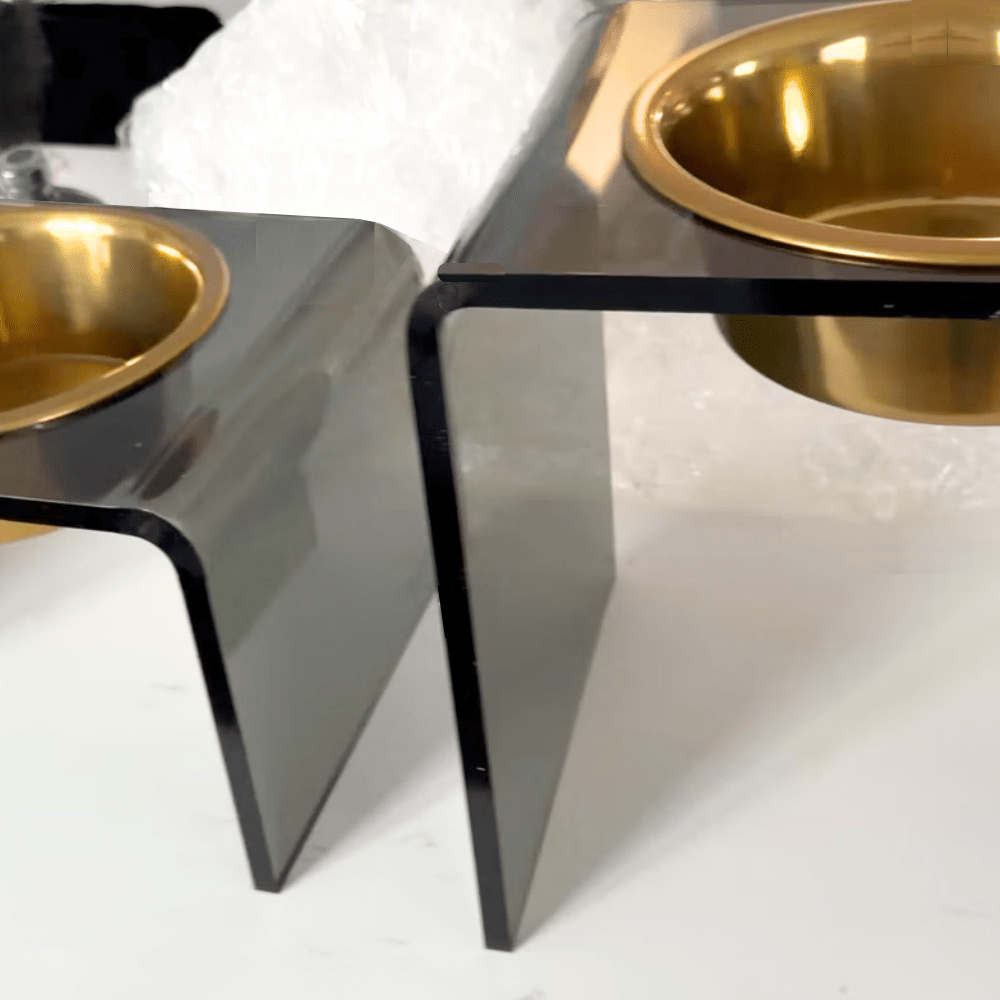 Hiddin Smoke Grey Acrylic Double Feeder – 3 in High