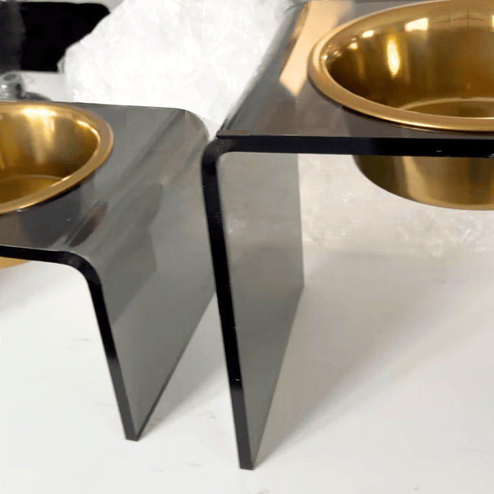 Hiddin Smoke Grey Acrylic Double Feeder – 7 in High