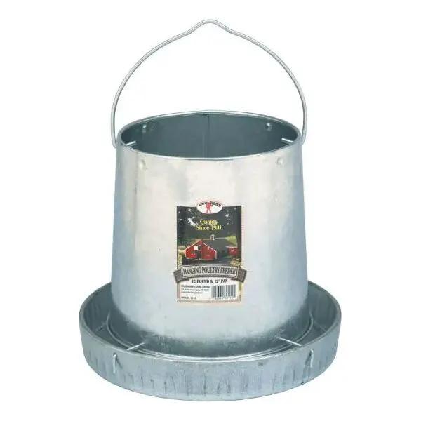 Miller Galvanized Hanging Chicken Feeder 12 lb Metal Poultry Feed Dispenser by Paw and Tail Supply