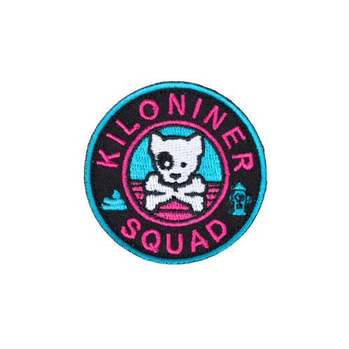 PT Mini Dog And Crossbones Morale Patch Pink Turquoise Embroidery 2 Inch Diameter Modular Tactical Gear Identifier by kiloninerpets