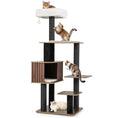 Carica l'immagine nel visualizzatore della galleria, DirectDeals multi-level cat tree, 59.5-inch tall indoor cat tower with cushioned top perch, sisal posts, and four cats.
